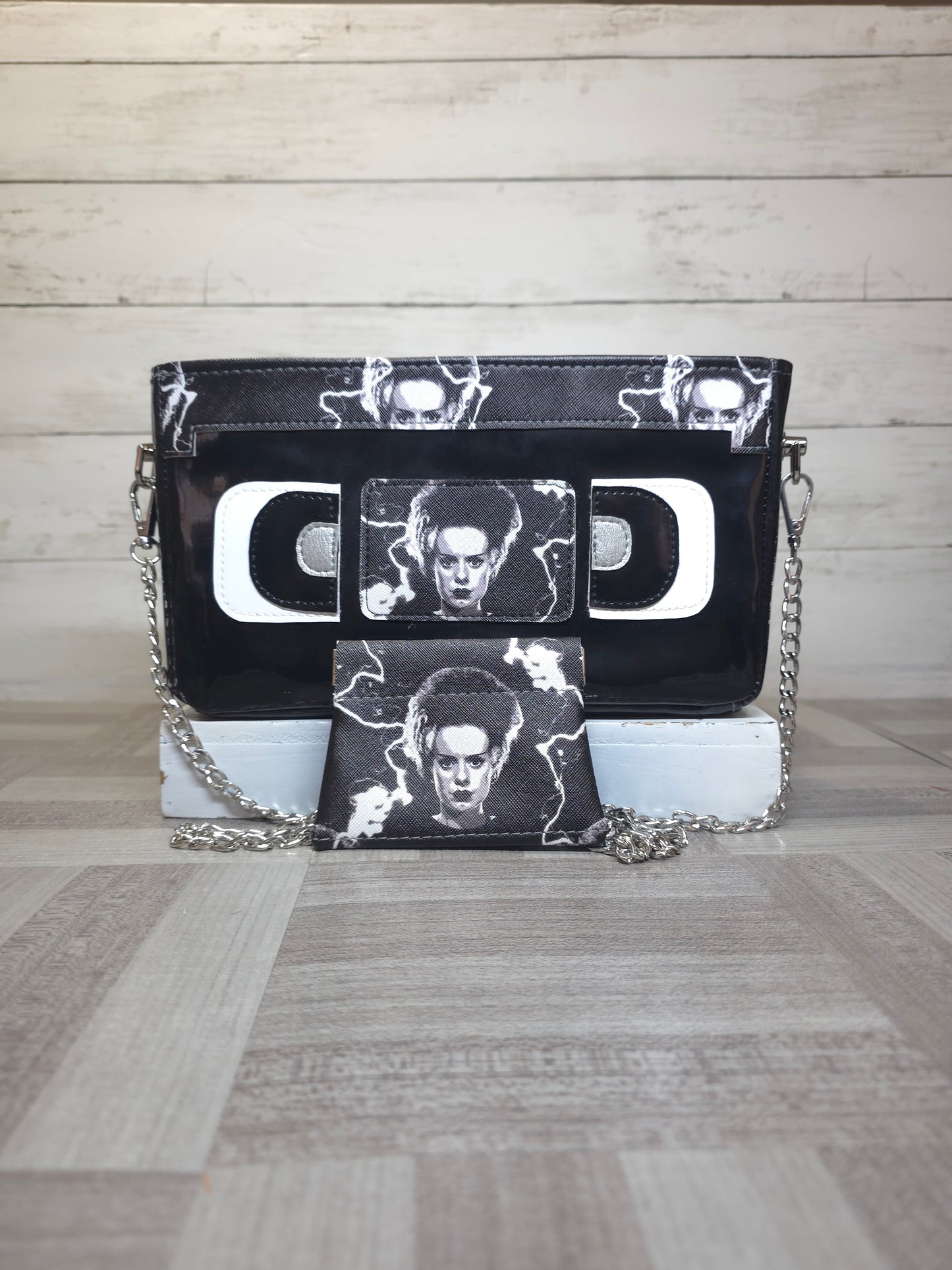 Bride vhs tape crossbody bag, handmade halloween purse