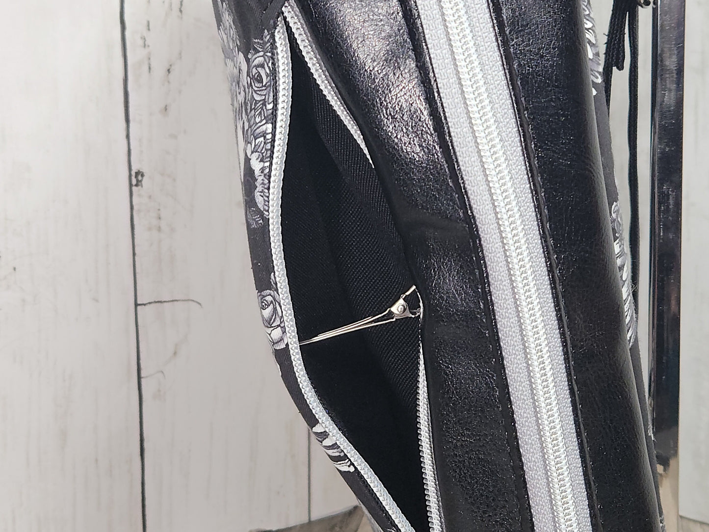 Gothic skull sling bag, Handmade one-of-a-kind skull shoulder bag, Skulls with wings, Across-the-body skull-themed bag, Skulls, and roses