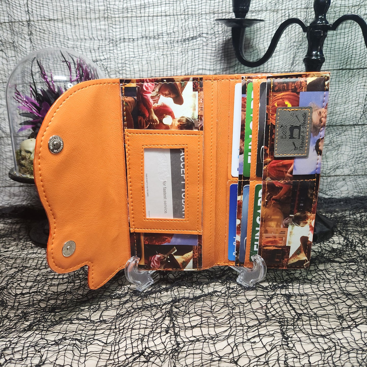 Witch skull wallet, Ymir skull wallet, Handmade wallet, Spooky trifold wallet, Slim Halloween wallet, Gothic, Goth, one-of-a-kind, Spooky