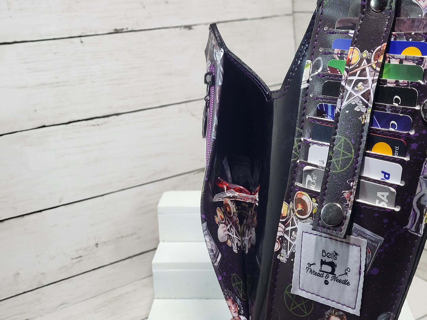 Witch coffin wallet, coffin wallet, Occult slim wallet, Gothic card wallet, Macabre, Witches, Handmade, one of a kind, Halloween, spooky
