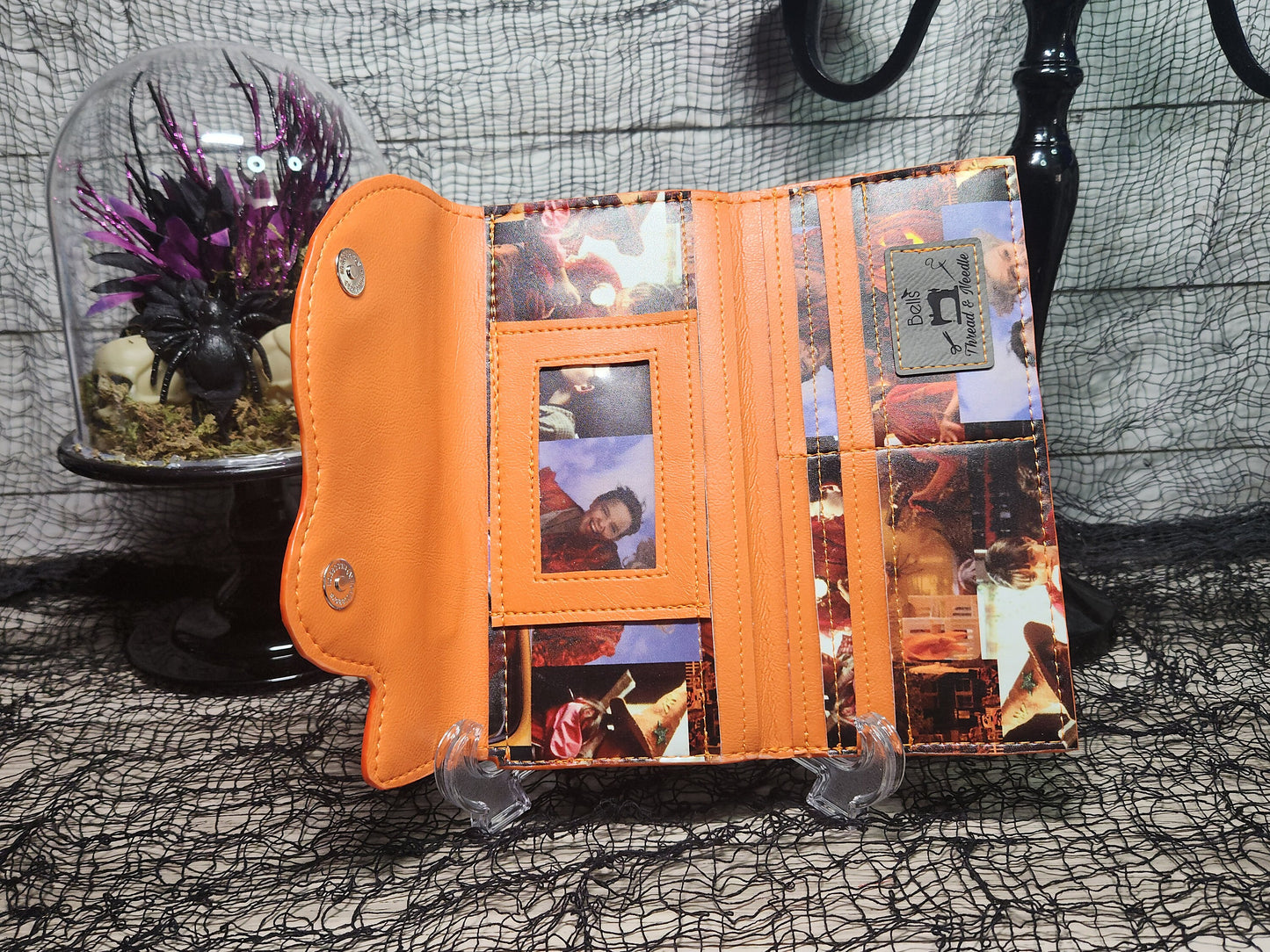 Witch skull wallet, Ymir skull wallet, Handmade wallet, Spooky trifold wallet, Slim Halloween wallet, Gothic, Goth, one-of-a-kind, Spooky