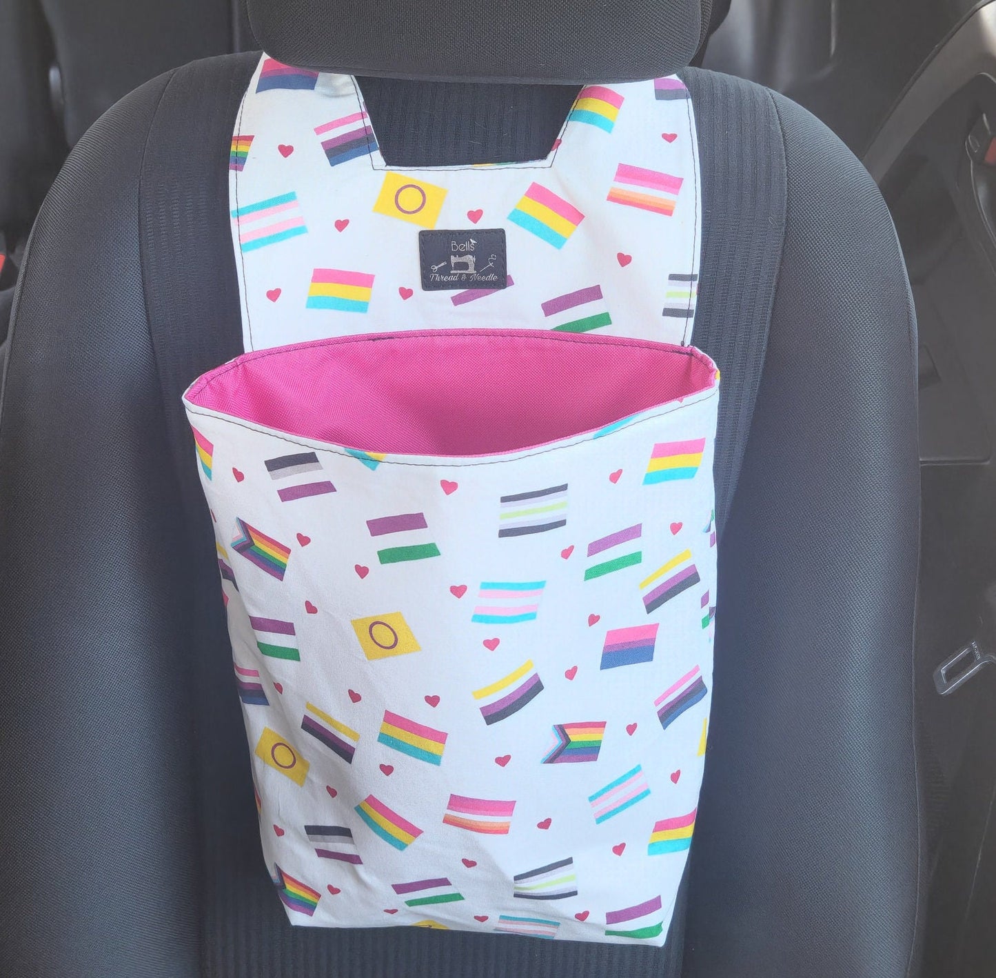 Pride flag car trash can, Handmade car trash can, Pride flags, reusable trash can, Car accessories, LGBTQIA, Car organizer