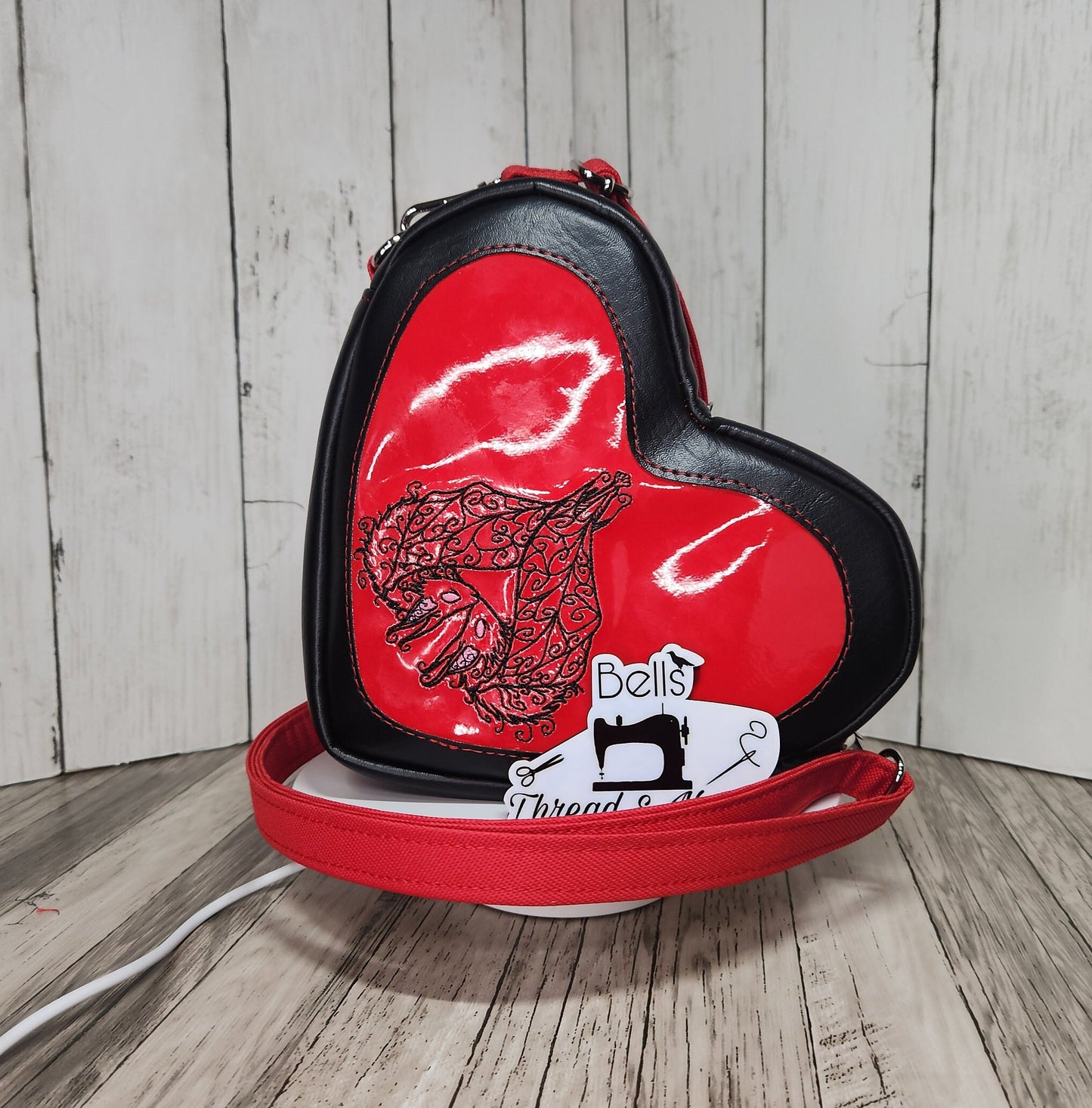 Batty sweethearts purse, handmade heart-shaped bag, lil heartbreaker crossbody bag, Gothic heart purse, Bats, Embroidered bag.