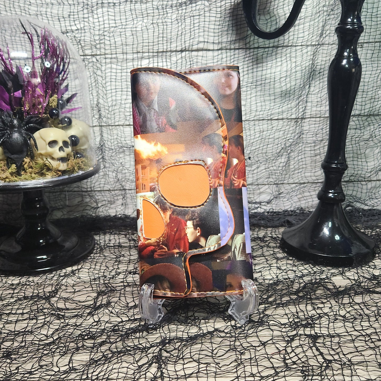 Witch skull wallet, Ymir skull wallet, Handmade wallet, Spooky trifold wallet, Slim Halloween wallet, Gothic, Goth, one-of-a-kind, Spooky