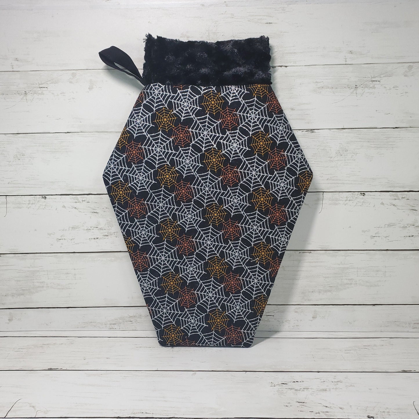 Coffin stockings, Gothic christmas stocking, Goth christmas decor, Spooky christmas decor, Skulls, Occult, Blackcats, Spiderwebs, Handmade