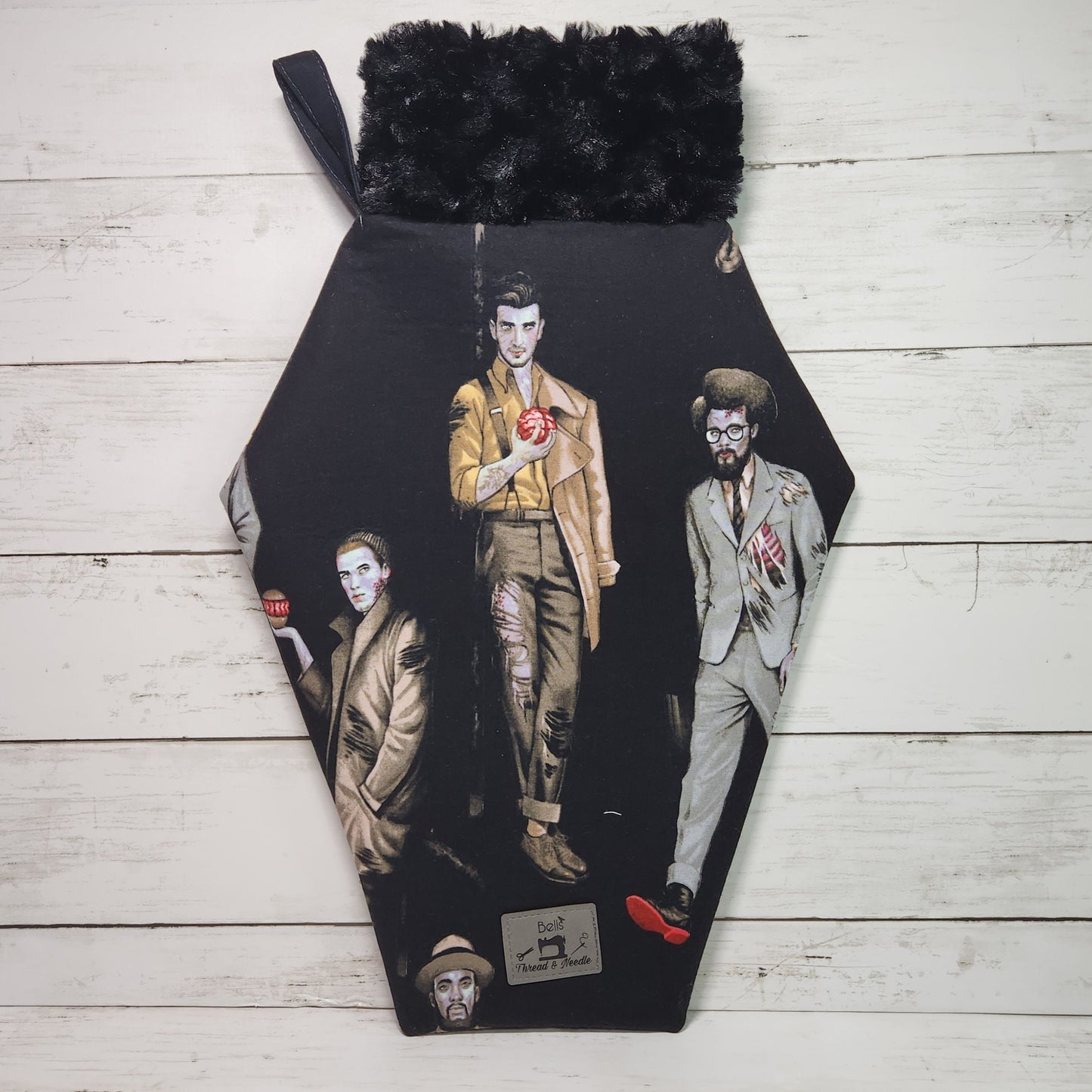 Coffin stockings, Gothic christmas stocking, Goth christmas decor, Handmade coffin stockings, Gothmas, Creepmas, Skulls, Zombies, Ghostface