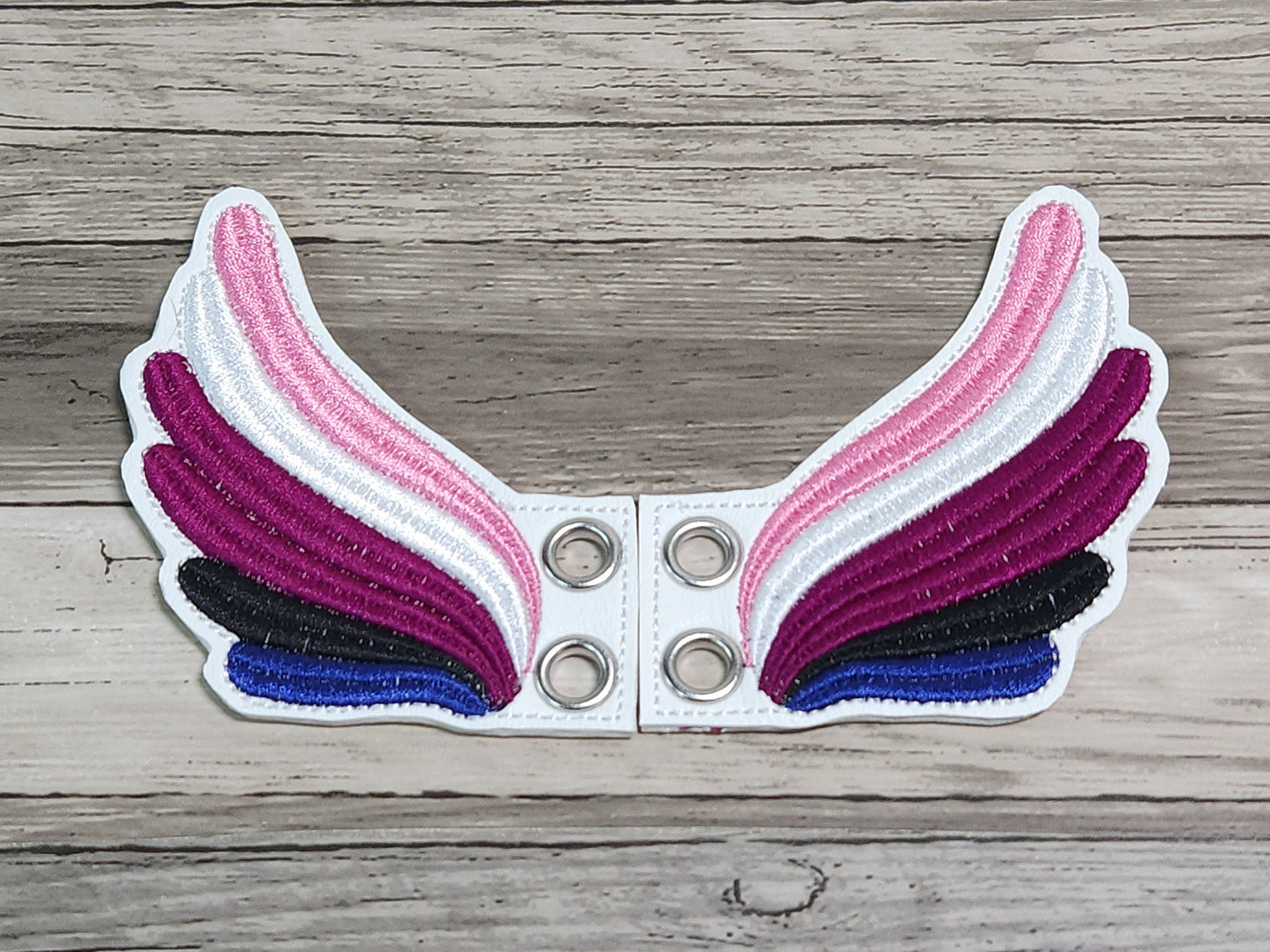 Shoe charms, Rainbow shoe wings, Pride, LGBTQIA, Shoe accessories, Embroidery, In the hoop, Handmade, Boot charms, Boot Accessories