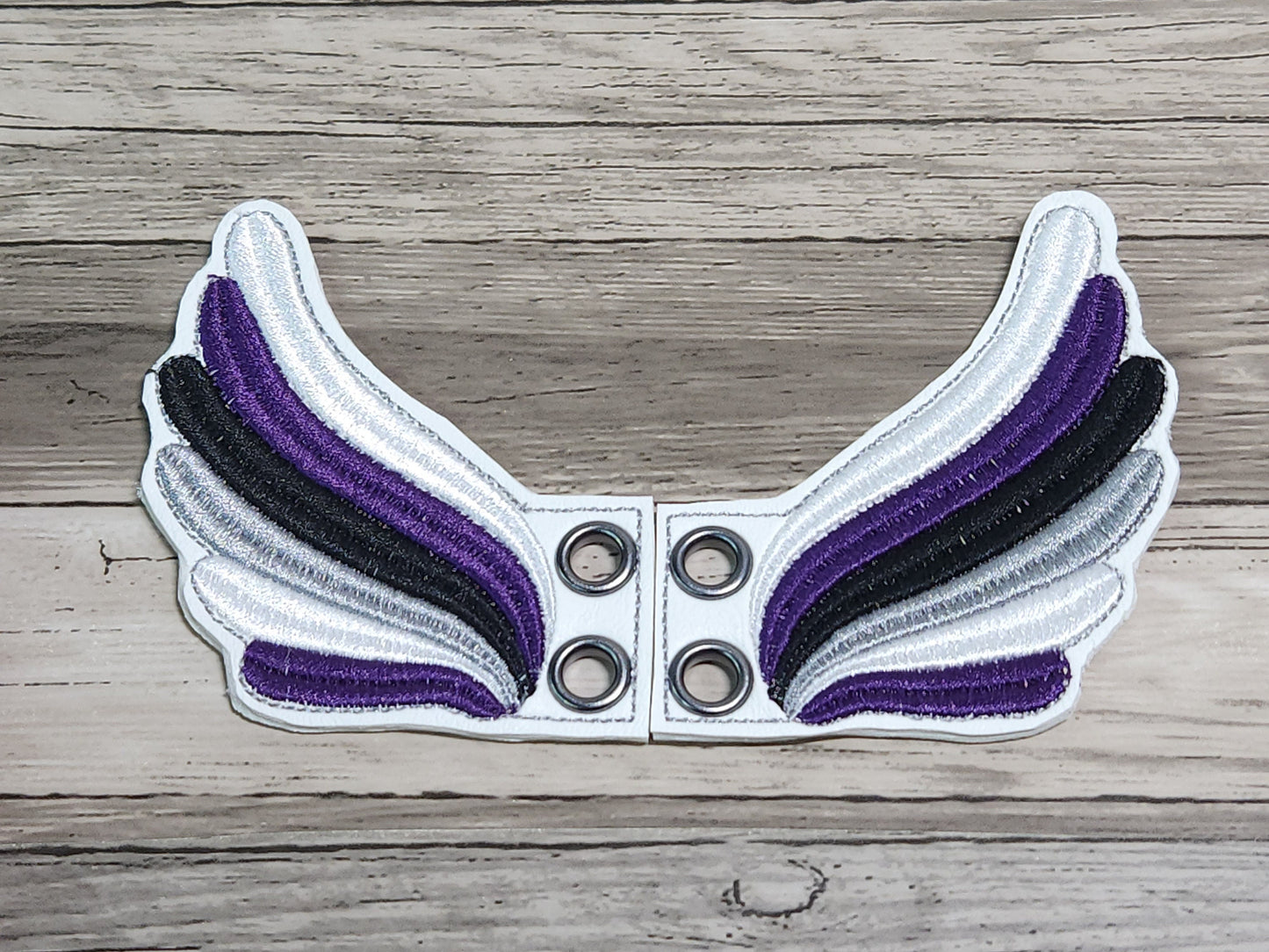 Shoe charms, Rainbow shoe wings, Pride, LGBTQIA, Shoe accessories, Embroidery, In the hoop, Handmade, Boot charms, Boot Accessories