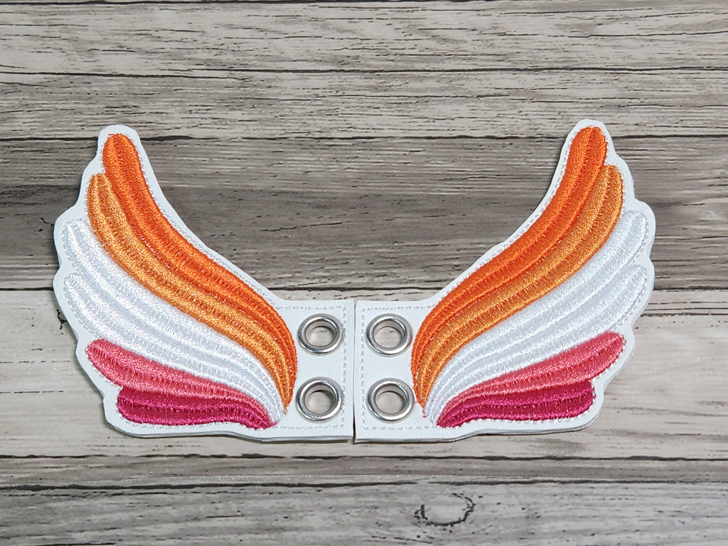 Shoe charms, Rainbow shoe wings, Pride, LGBTQIA, Shoe accessories, Embroidery, In the hoop, Handmade, Boot charms, Boot Accessories