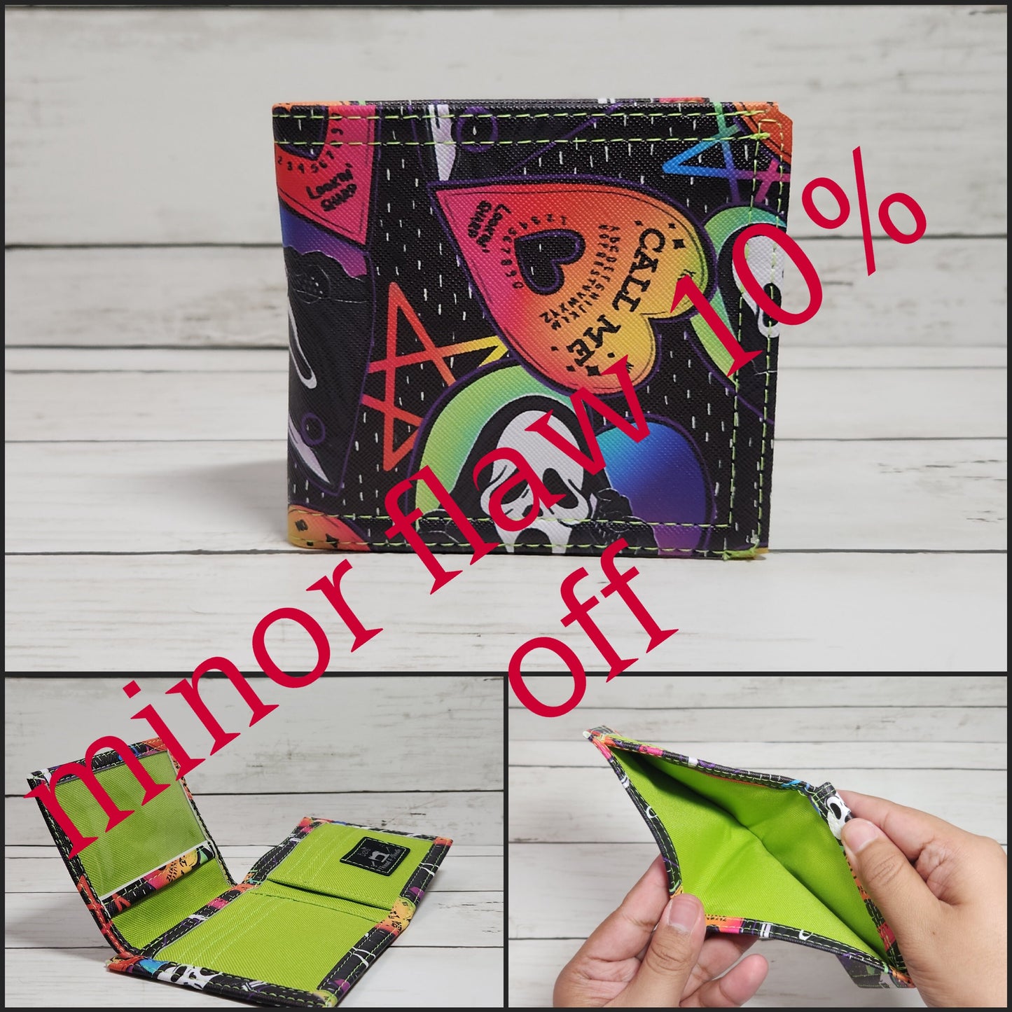 Gothic bi-fold wallets, Horror-themed wallets, Handmade one-of-a-kind wallet, Women of horror, Slasher movie, monster bride, Spooky, Macabre