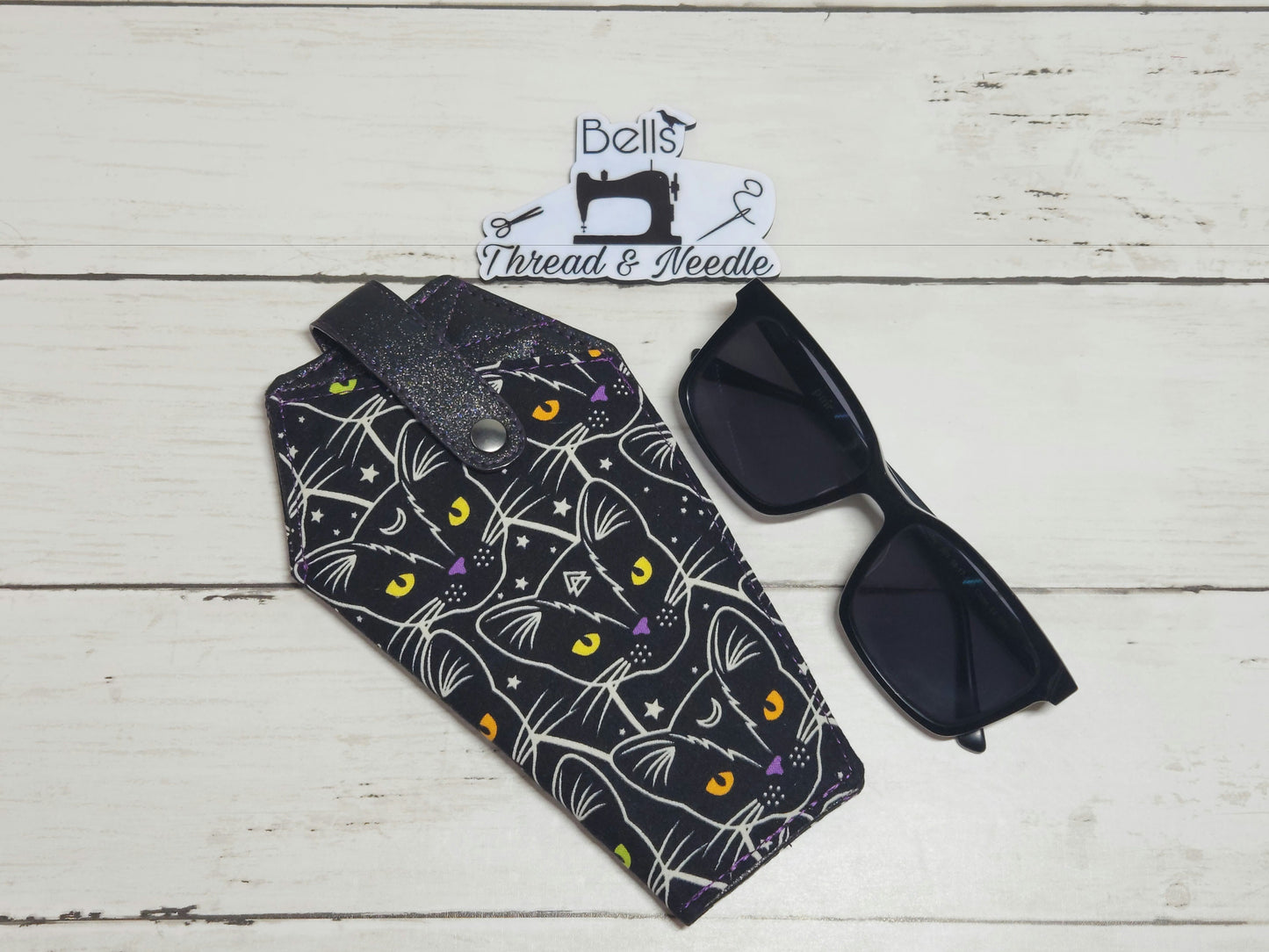 Shade slayer, Coffin-shaped sunglass case, Gothic accessories, Soft eyeglass cases, Handmade fabric case, Spooky, Glow in the dark, Skulls