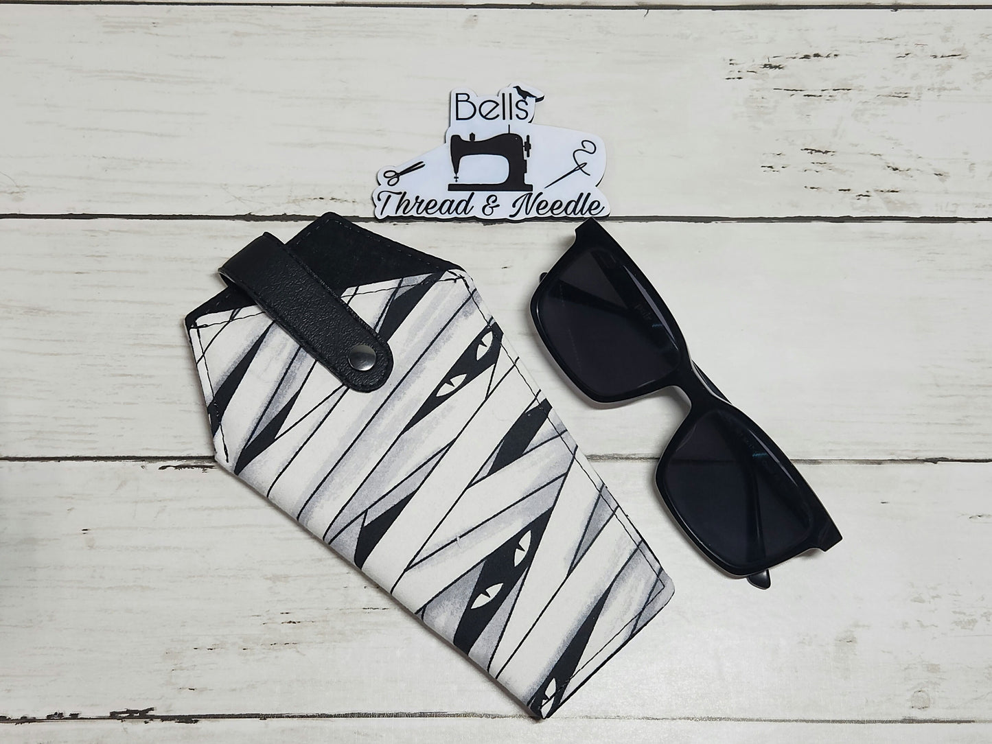 Shade slayer, Coffin-shaped sunglass case, Gothic accessories, Soft eyeglass cases, Handmade fabric case, Spooky, Glow in the dark, Skulls
