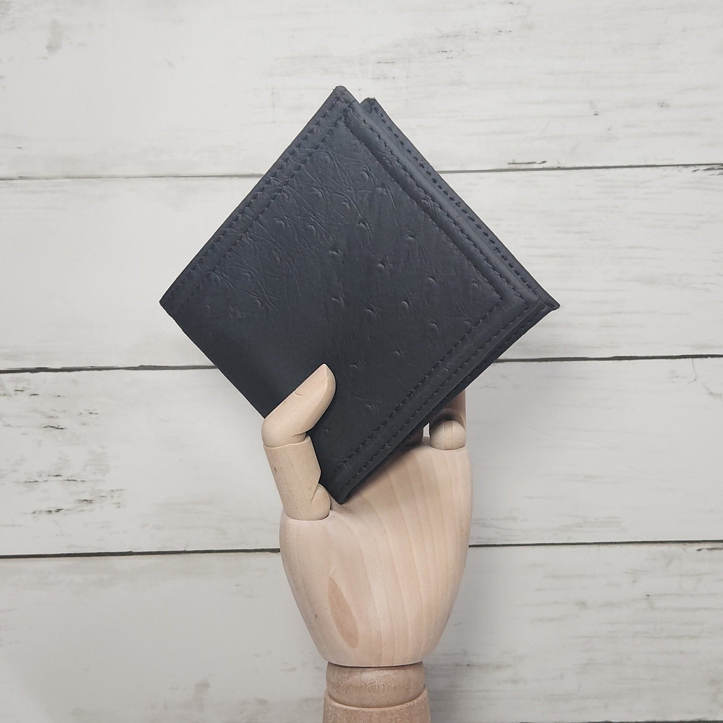 Faux leather Bi-fold wallets, Handmade one of a kind leather like wallets, Rustic faux leather, Faux ostrich leather, Gift for him