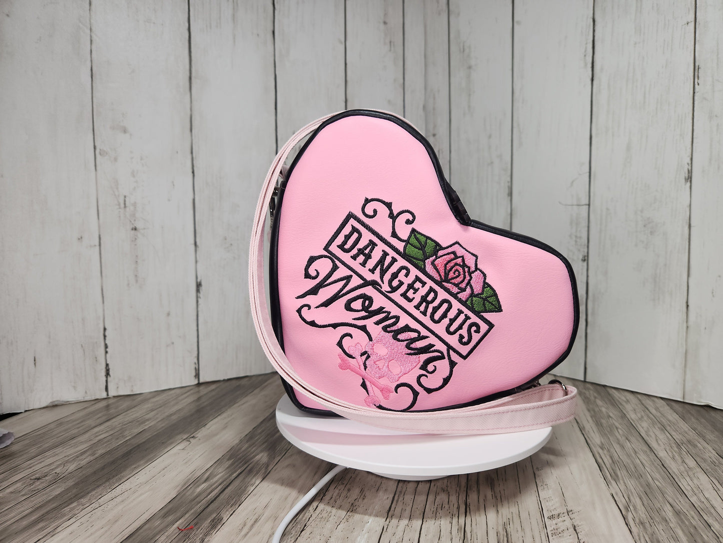 Lil heartbreaker crossbody bags, Handmade one-of-a-kind heart purses, Not Your Sweetheart, Dangerous Woman, Delicate but Deadly, Embroidery