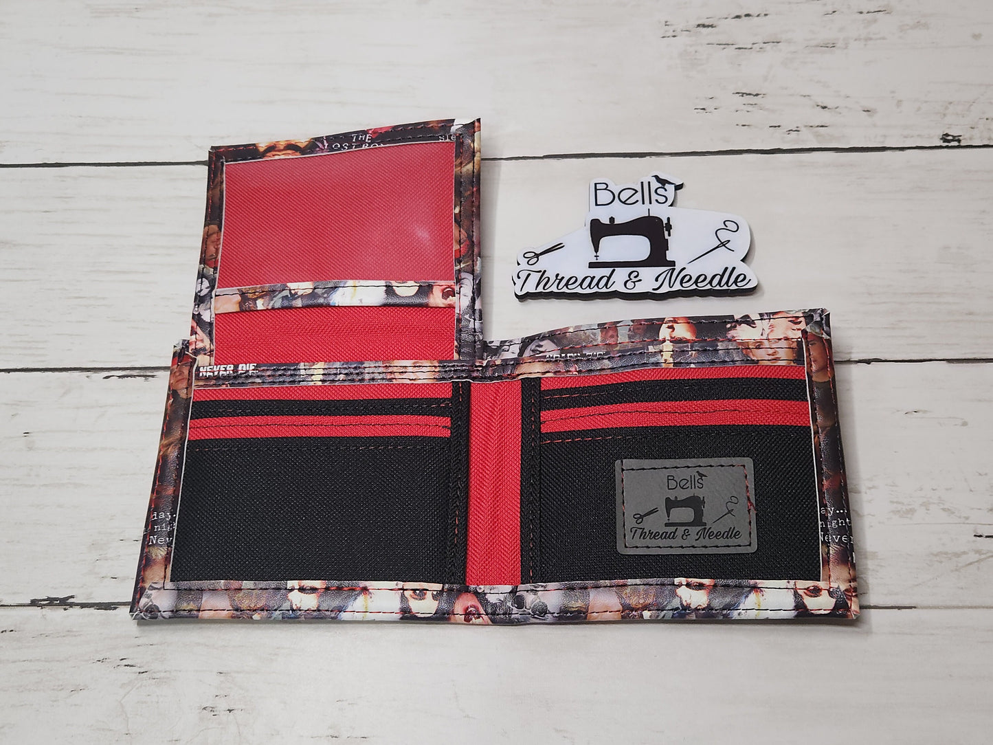 Gothic bi-fold wallets, Horror-themed wallets, Handmade one-of-a-kind wallets, Pumpkin kid, Slasher movie, Vampires, Spooky, Macabre