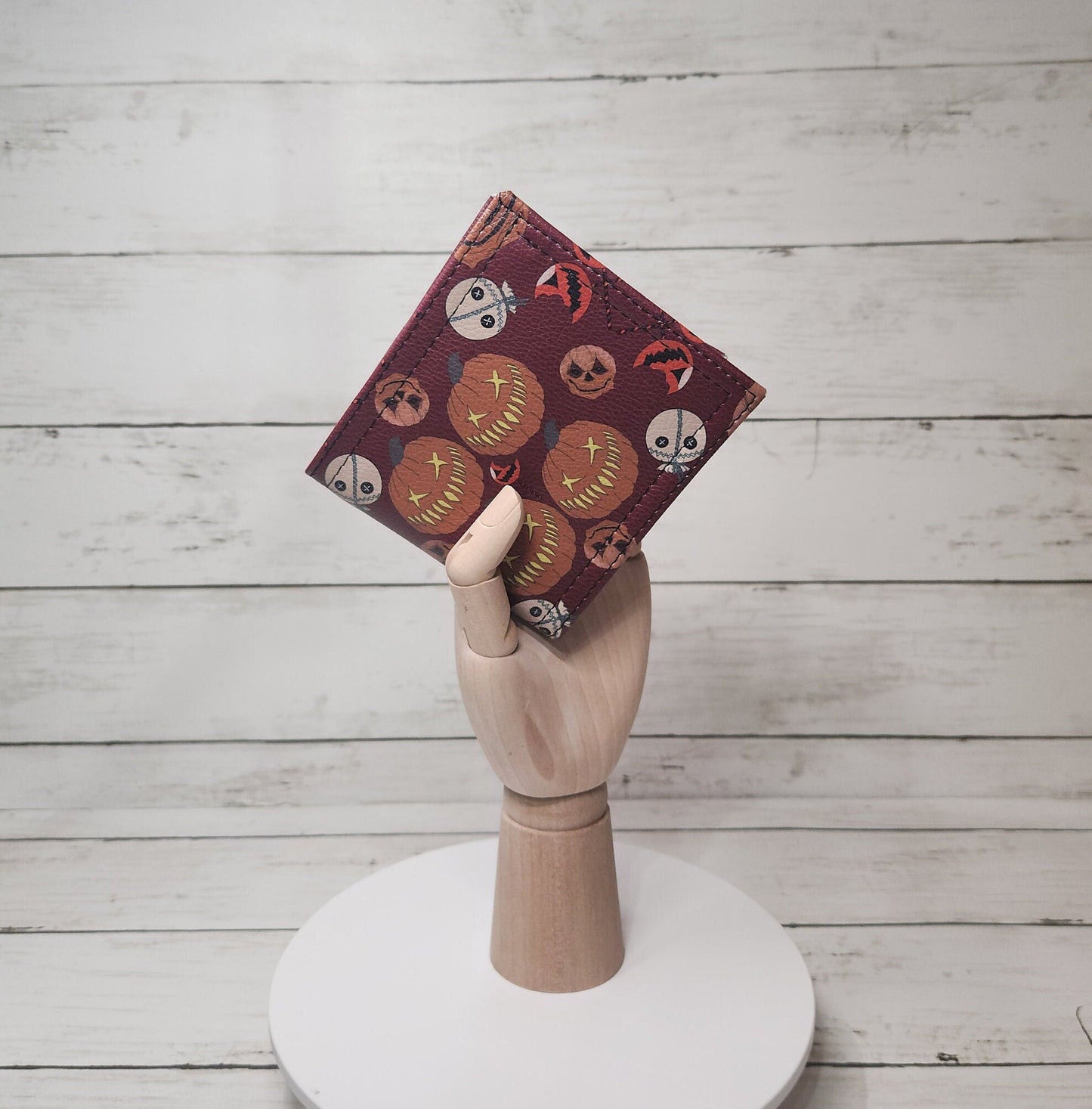 Gothic bi-fold wallets, Horror-themed wallets, Handmade one-of-a-kind wallets, Pumpkin kid, Slasher movie, Vampires, Spooky, Macabre