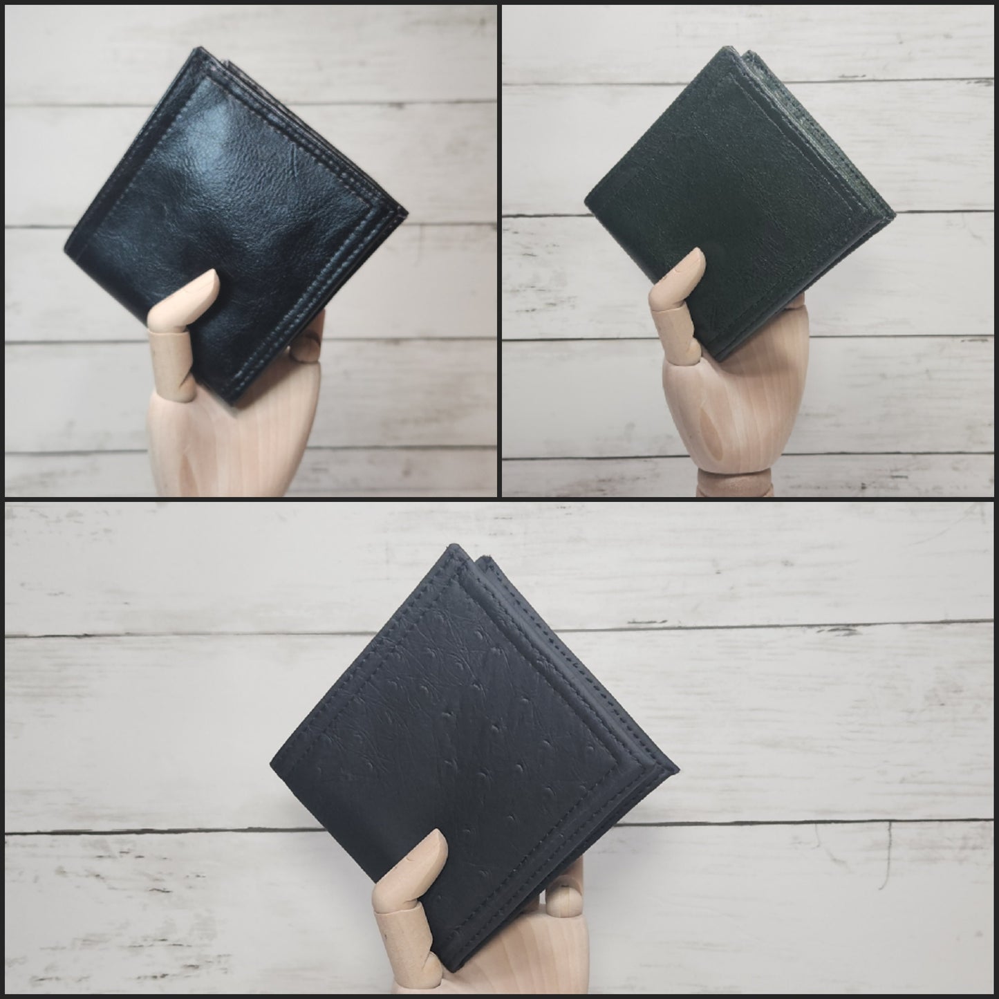 Faux leather Bi-fold wallets, Handmade one of a kind leather like wallets, Rustic faux leather, Faux ostrich leather, Gift for him