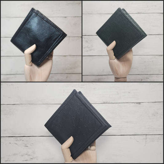 Faux leather Bi-fold wallets, Handmade one of a kind leather like wallets, Rustic faux leather, Faux ostrich leather, Gift for him