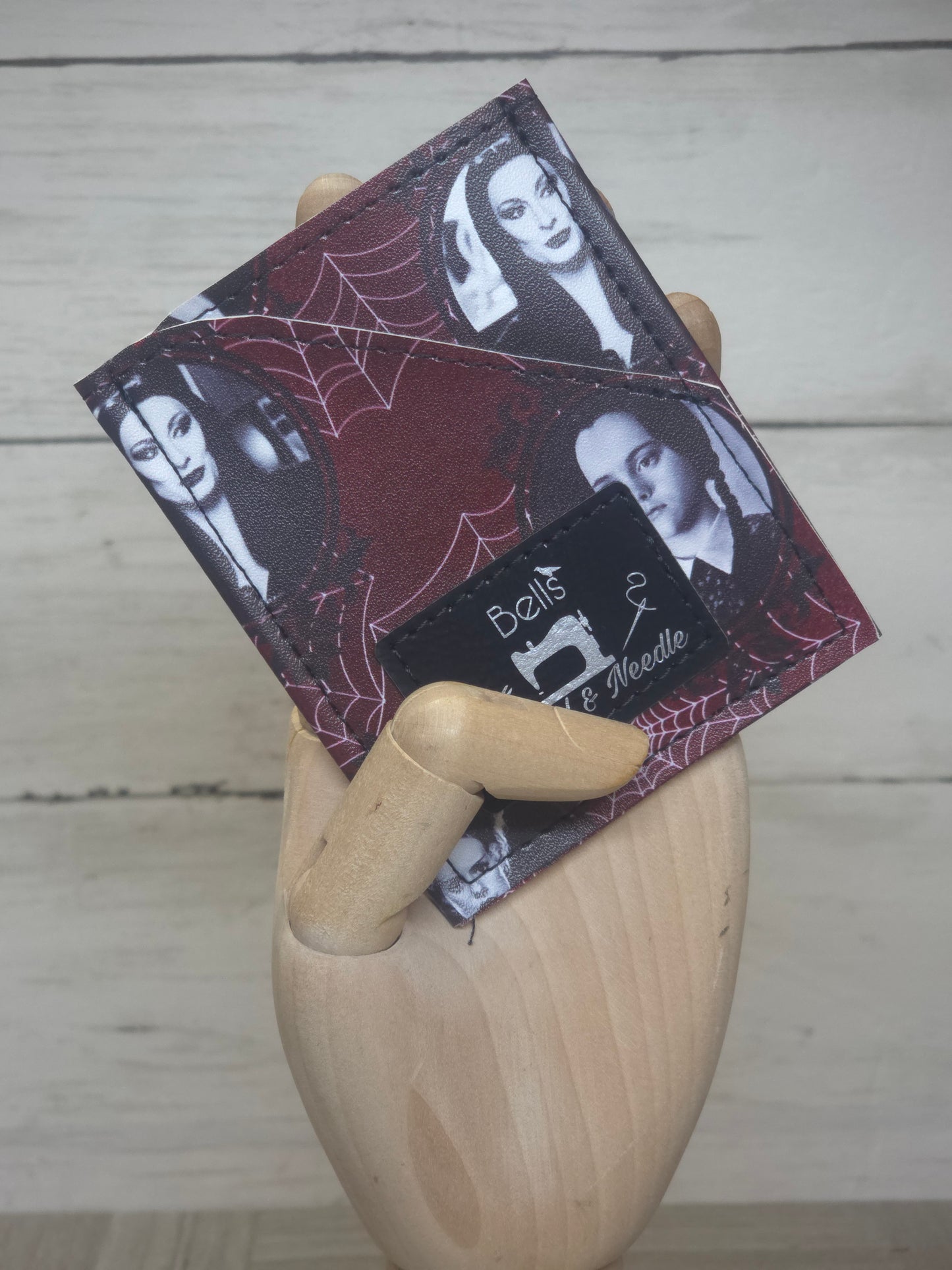 Gothic Faux Leather Card Wallet, Minimalist Spooky Halloween Accessory