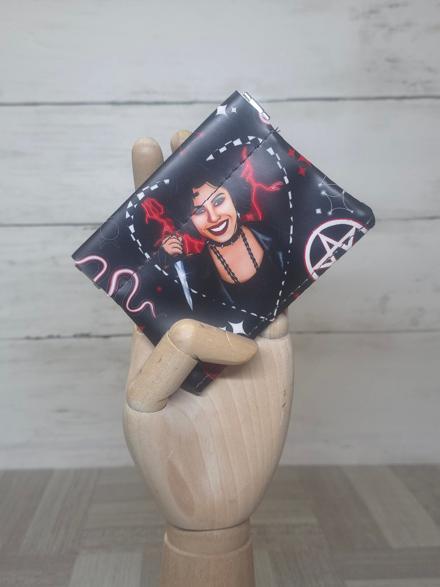 Handmade gothic coin pouches, Spooky Halloween flex frame purse, one-of-a-kind gift