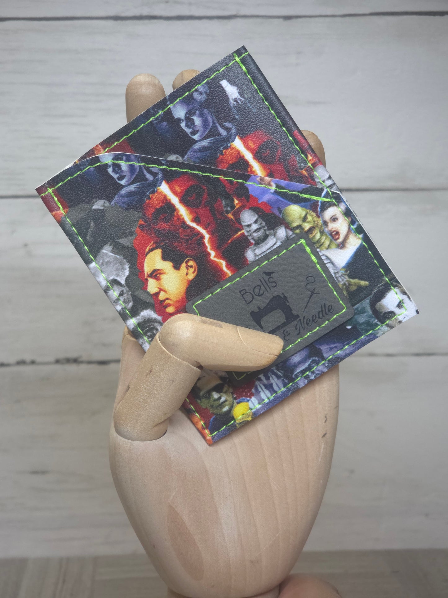 Gothic Faux Leather Card Wallet, Minimalist Spooky Halloween Accessory