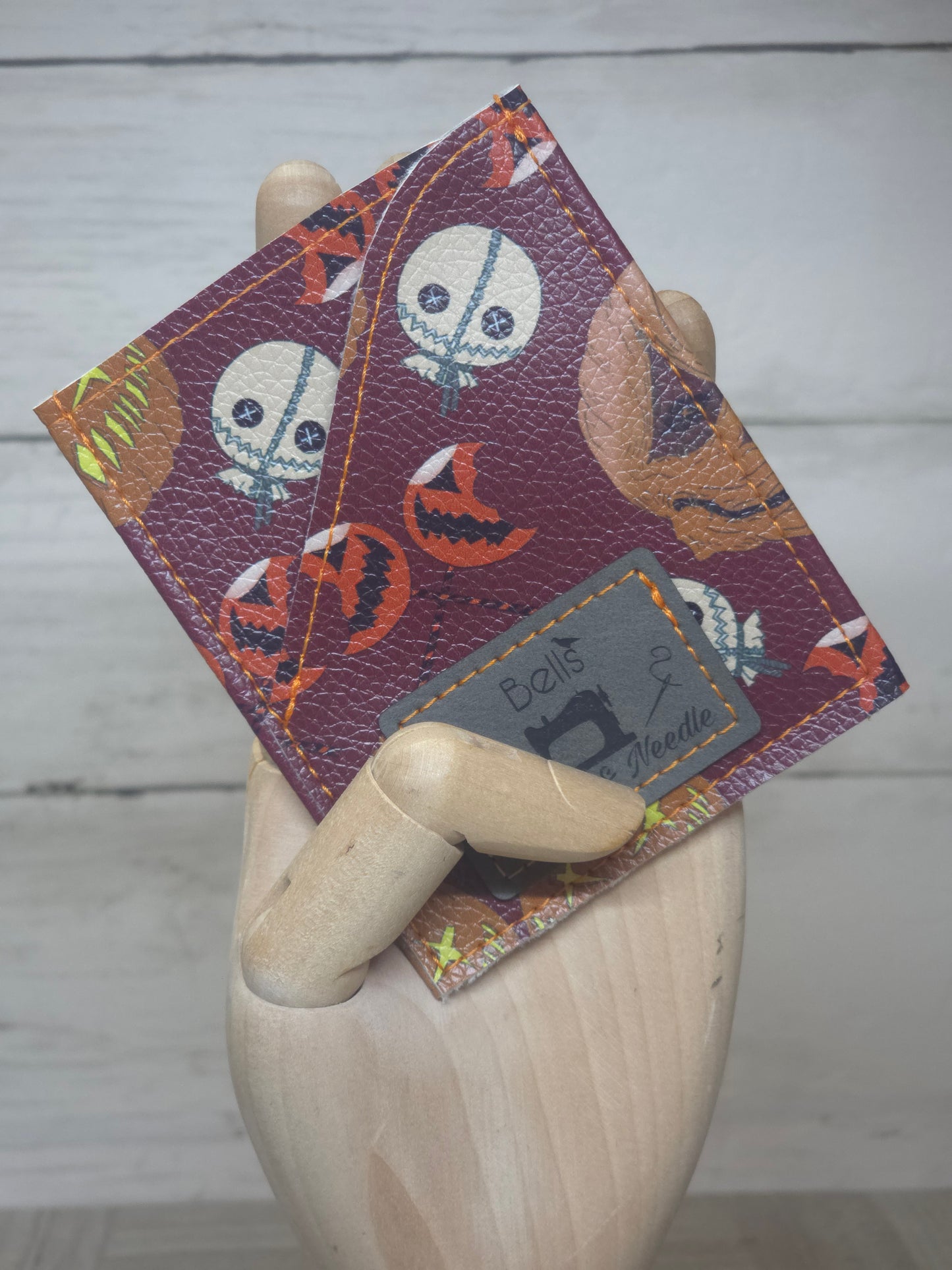 Gothic Faux Leather Card Wallet, Minimalist Spooky Halloween Accessory