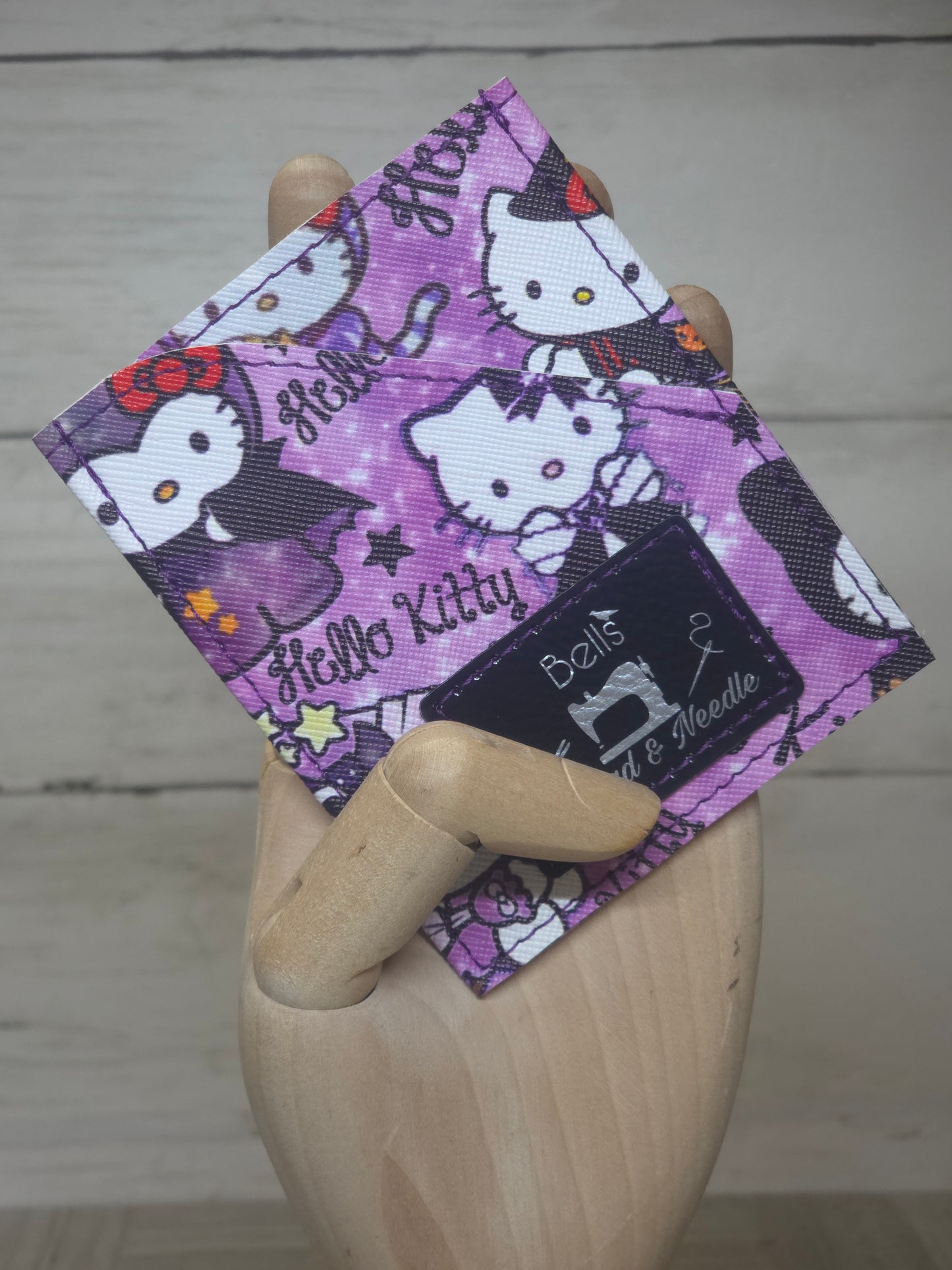 Gothic Faux Leather Card Wallet, Minimalist Spooky Halloween Accessory