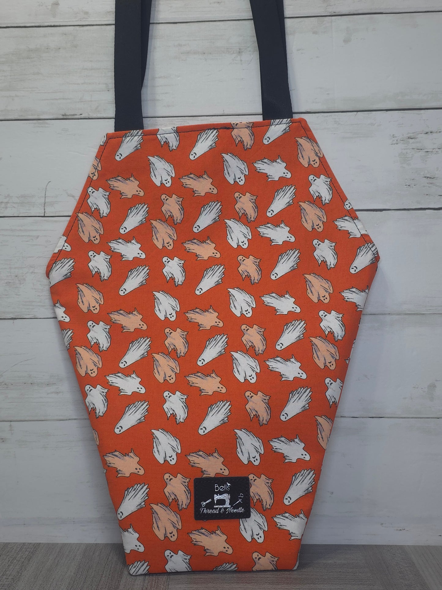 Spooky gothic coffin totes, Handmade macabre market bag, one of a kind