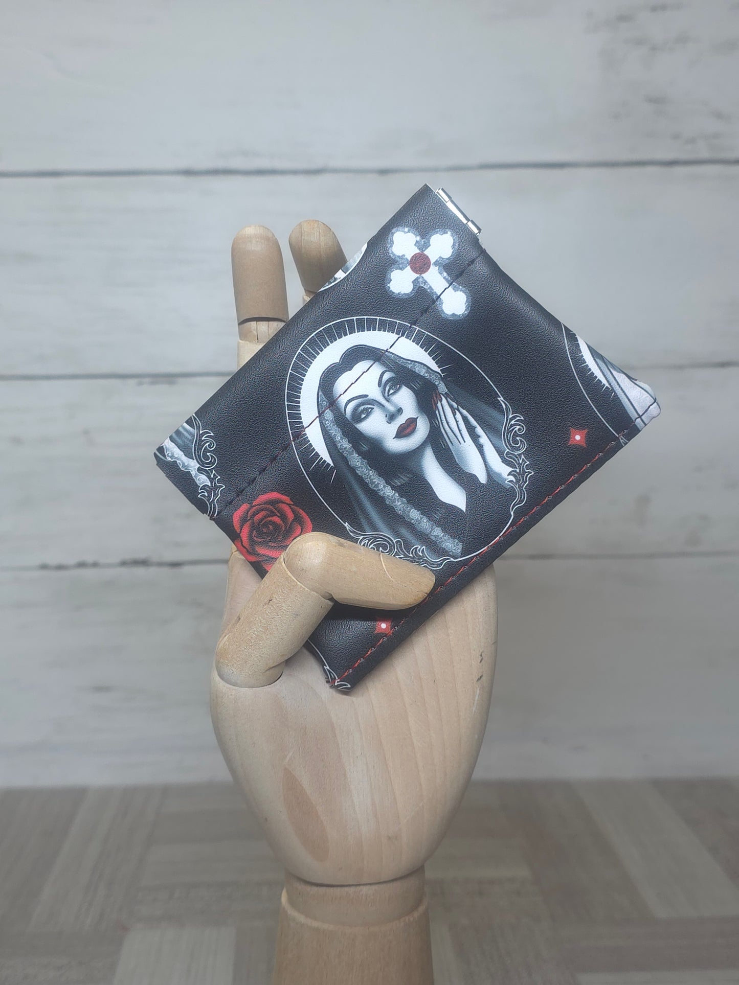 Handmade gothic coin pouches, Spooky Halloween flex frame purse, one-of-a-kind gift