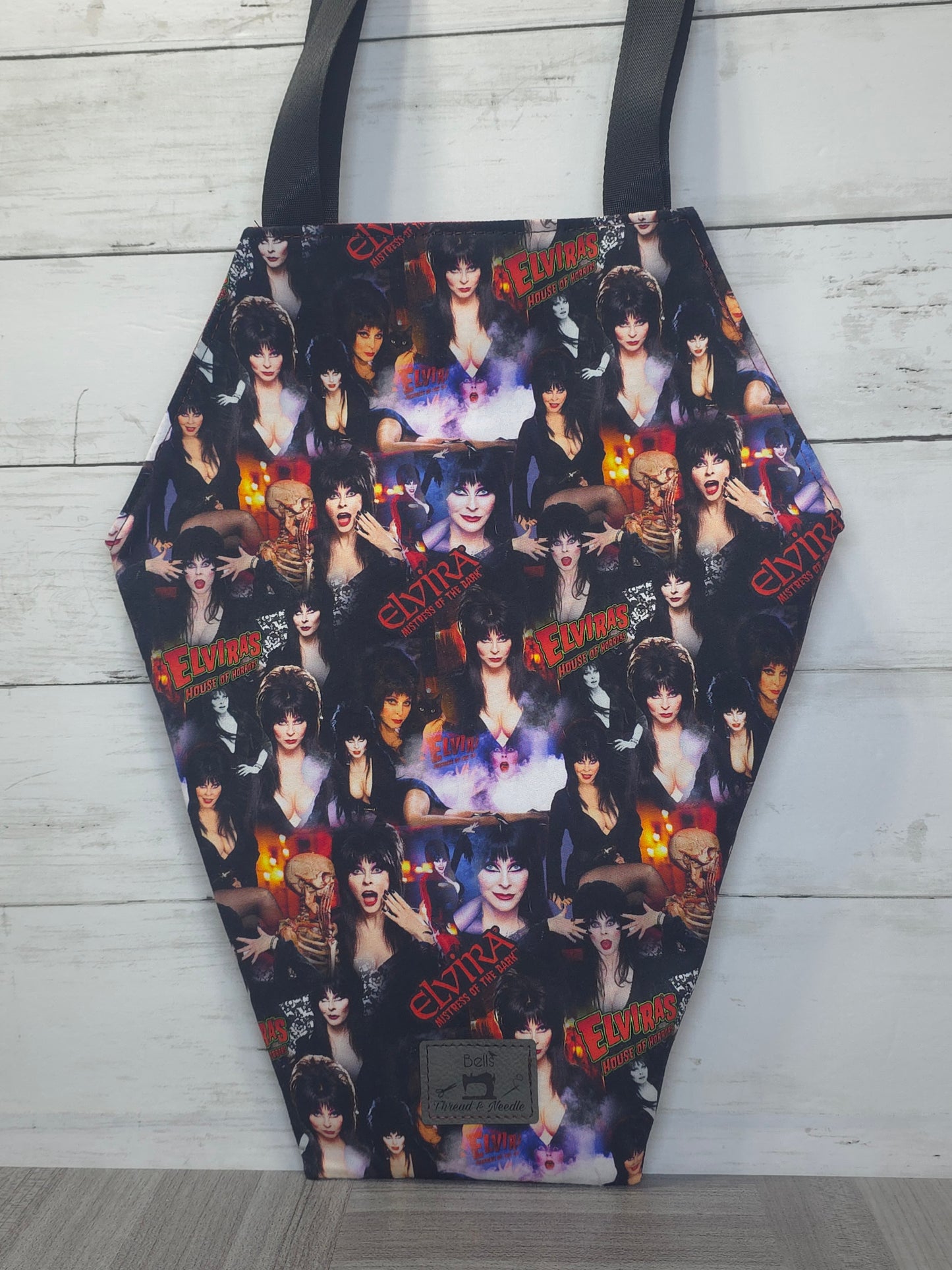 Spooky gothic coffin totes, Handmade macabre market bag, one of a kind